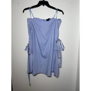 Ellery Cyril Decolletage Top W/ Cone Sleeves in Mid Blue US 4, AU 8